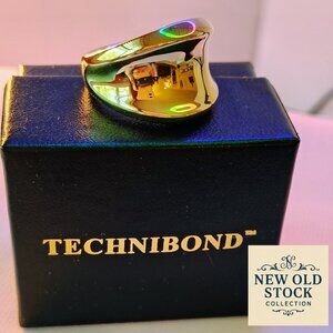 Technibond 18K Gold Over Sterling Silver Ring | Concave Dome | Never Worn | Box